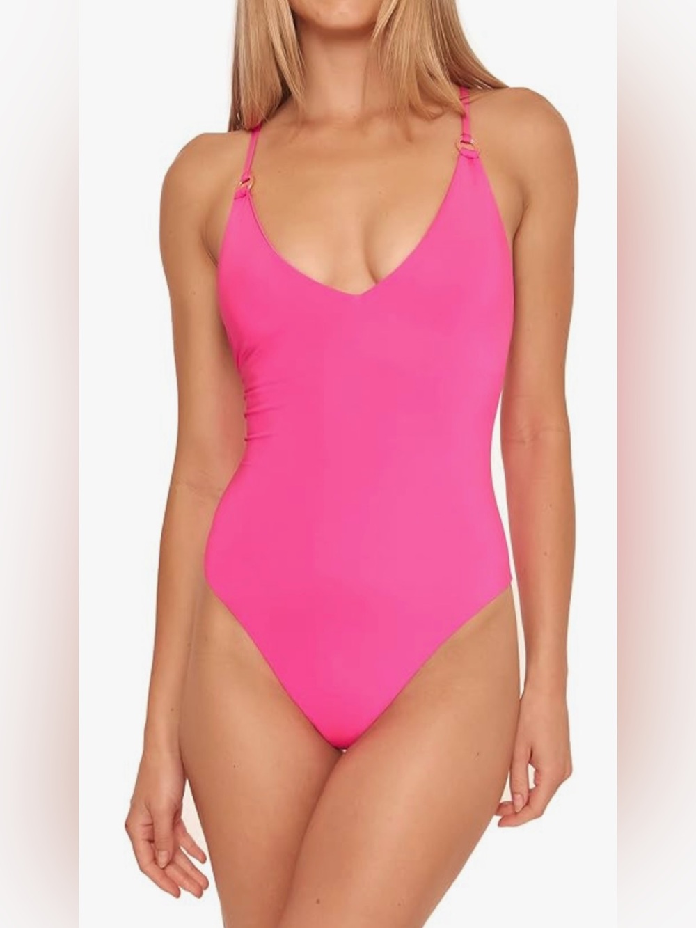 New Trina Turk Monaco Twist Back High Leg One Piece Swimsuit In Hot Pink Size 12